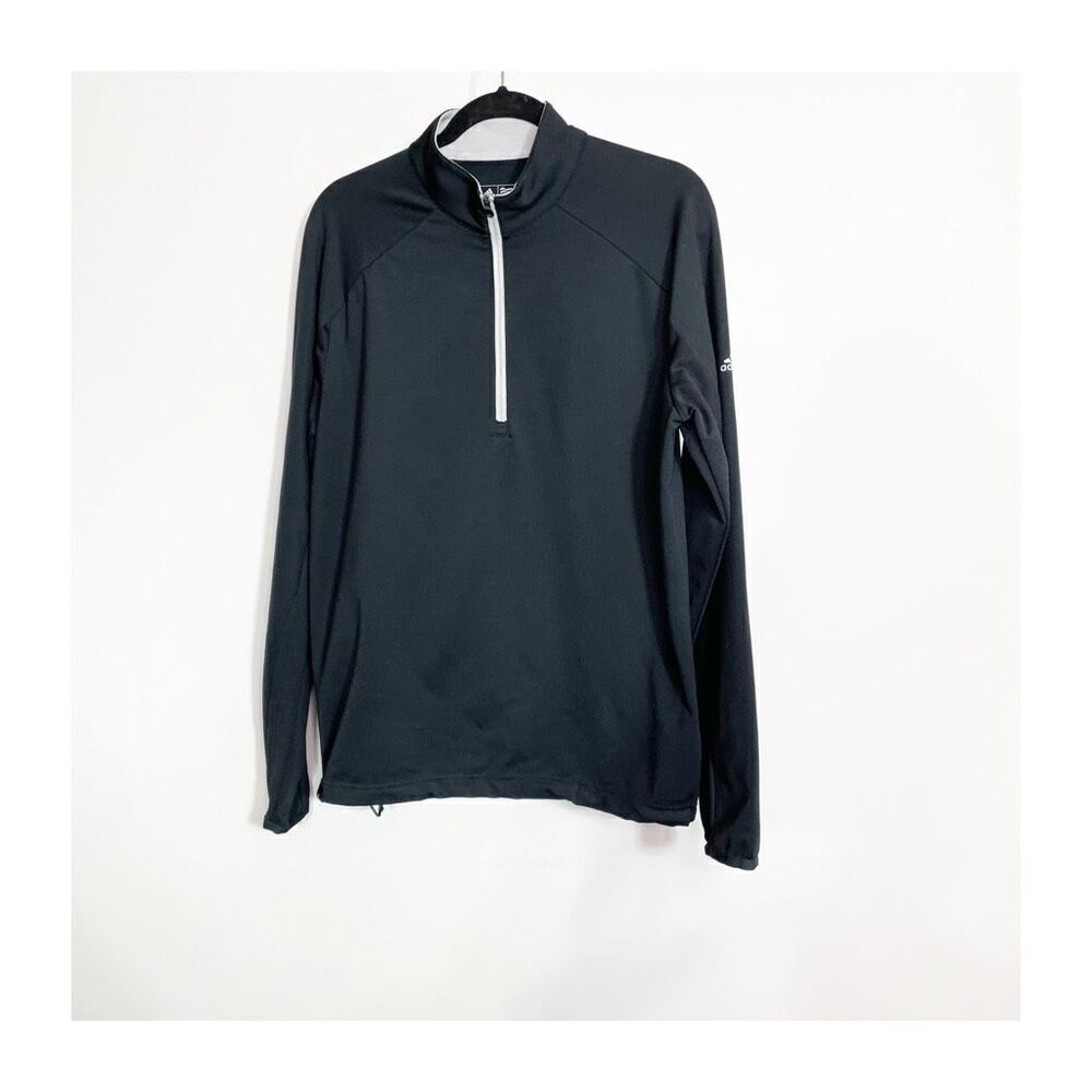 Adidas Shirt Mens Small Activewear 1/4 Zip Climacool Black Longsleeve Black